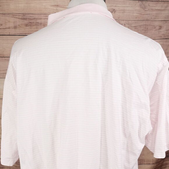 FAIRWAY & GREENE SHORT SLEEVE PINK WHITE STRIPED POLO SHIRT MENS SIZE L LARGE - Picture 6 of 7